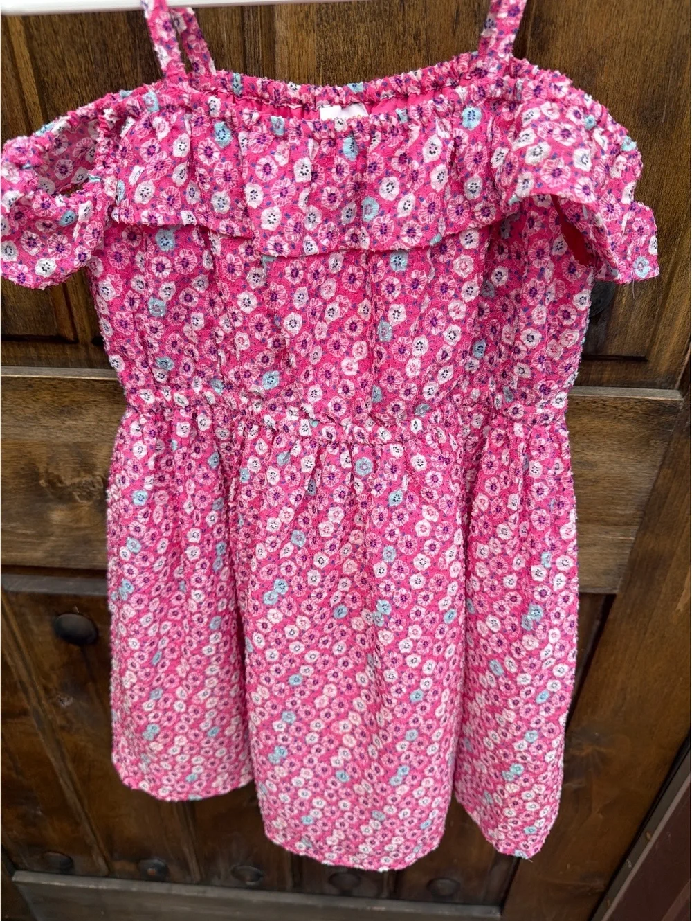 Gymboree Girls' 5T Pink Floral Off-Shoulder Dress